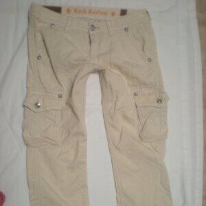 ROCK REVIVAL  Capri  NWOT  Pants  Size 26  BUCKLE  Tan